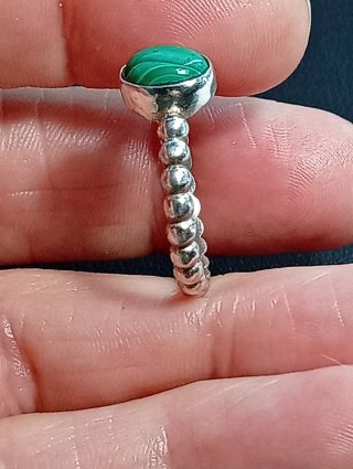 Anillo Plata Ley con Malaquita