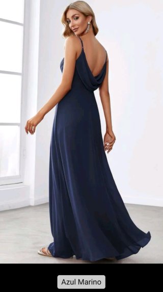 Vestido fiesta azul marino Shein