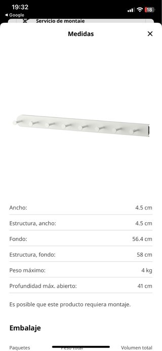 Perchero extraíble KOMPLEMENT IKEA