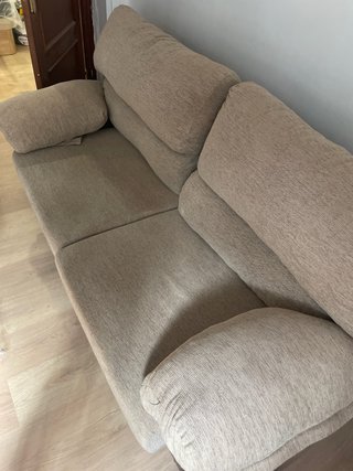 Sofá biplaza tela beige y marrón