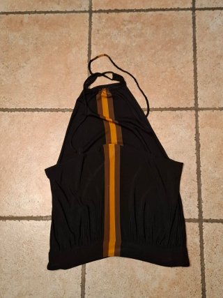 Top Argento Vivo schiena nuda nero riga 46