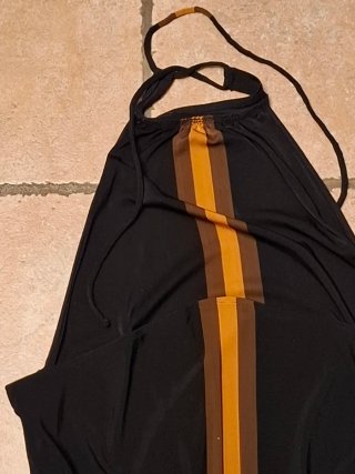 Top Argento Vivo schiena nuda nero riga 46