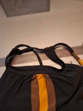 Top Argento Vivo schiena nuda nero riga 46