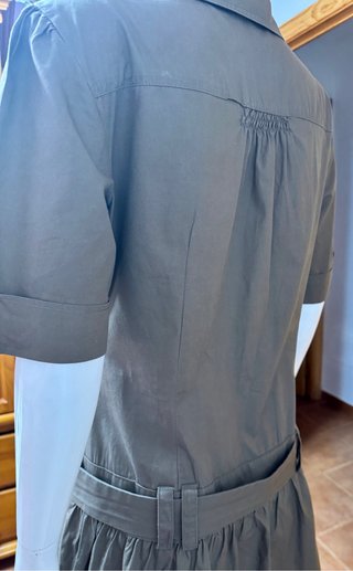 Vestido camisero verde militar safari talla 40, L.