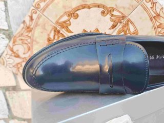 Scarpe uomo pelle mocassino eleganti blu college