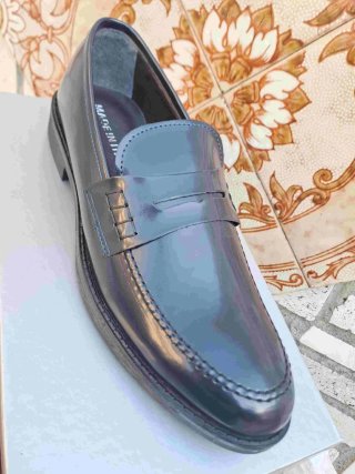 Scarpe uomo pelle mocassino eleganti blu college