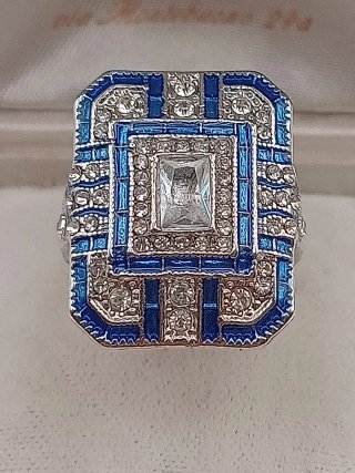 Anello Argento 925 Vintage Anni '20/'30 Zirconi