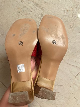 Zapatos Bancconi Tacón Trenzado Rojo Talla 40