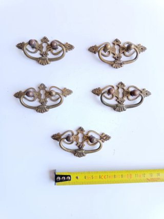 Lote 5 maniglie vintage in bronzo con chiave