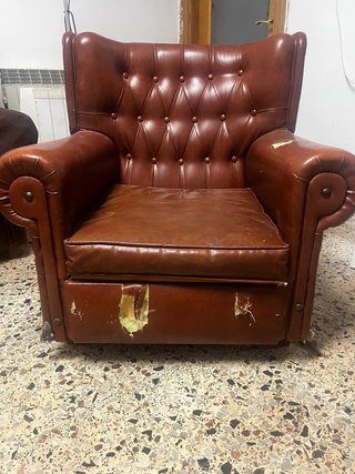 Sillón de piel marrón Chester