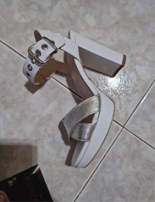 Sandali Nero Giardini Bianco Argento Tg 37