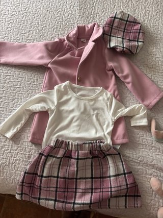 Conjunto ropa niña rosa cuadros