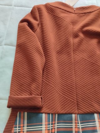 Vestido manga larga estampado cuadros
