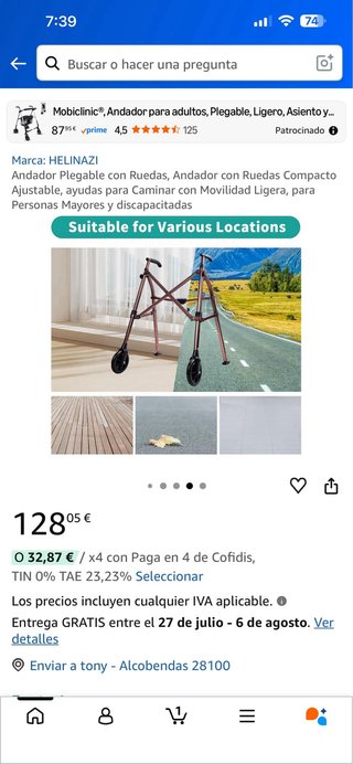 Andador Plegable con Ruedas HELINAZI