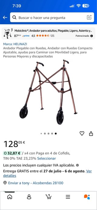 Andador Plegable con Ruedas HELINAZI