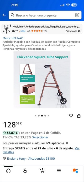 Andador Plegable con Ruedas HELINAZI