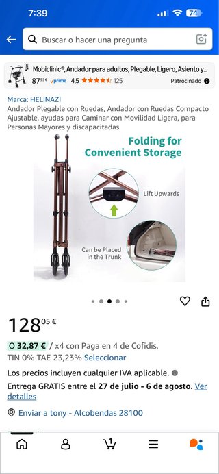 Andador Plegable con Ruedas HELINAZI
