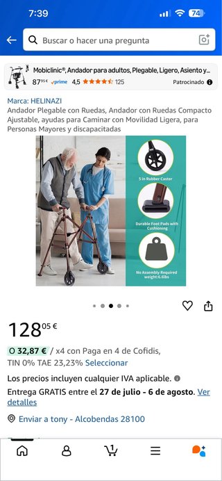 Andador Plegable con Ruedas HELINAZI