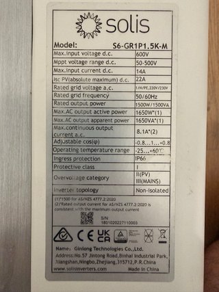 Inversor Solar Solis S6-GR1P1.5K-M 1,5 kW