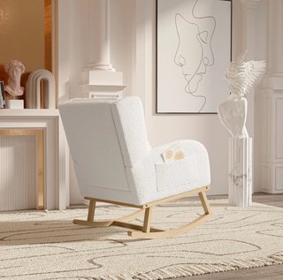 Poltrona a dondolo beige e bianco