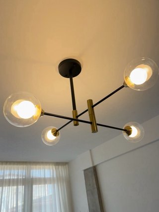 Lámpara colgante 4 bolas cristal