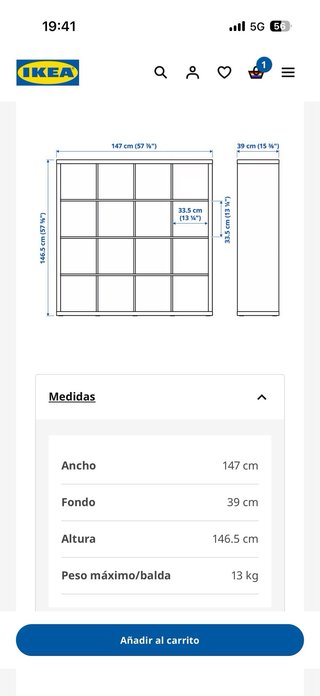 Estantería Kallax 16 huecos blanca