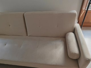 Sofá Cama Terciopelo Beige 3 Plazas Sklum