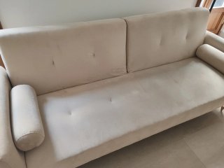Sofá Cama Terciopelo Beige 3 Plazas Sklum
