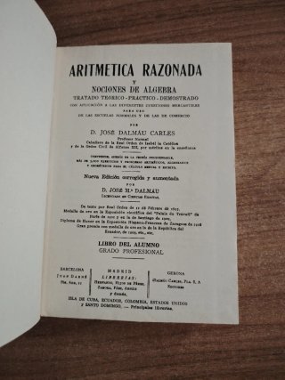 Aritmética razonada y nociones de Algebra