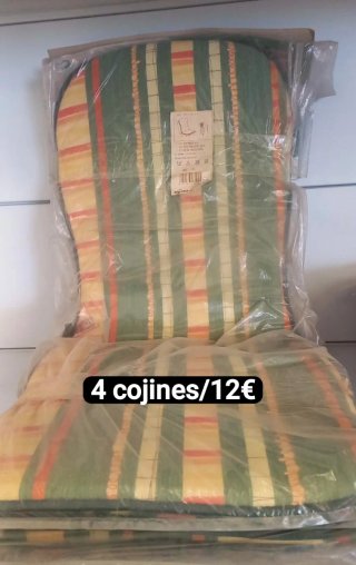 Lote 4 cojines sillas jardín. Amarillo o Verde.