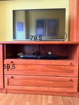 Mueble de salón modular madera y cristal