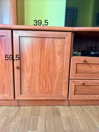 Mueble de salón modular madera y cristal