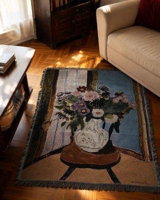 Arazzo Jacquard con Fiori 130×160
