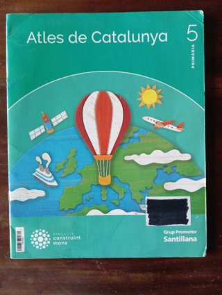 Libro escolar "Atles de Catalunya" de 5 primaria.