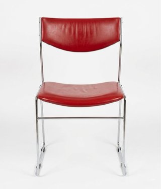 Sillas (4) Vintage Metal Rojo/Plata 1970s