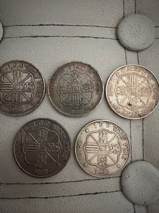 Lote 5 Monedas 100 Pesetas Plata 1966 Franco