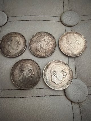 Lote 5 Monedas 100 Pesetas Plata 1966 Franco