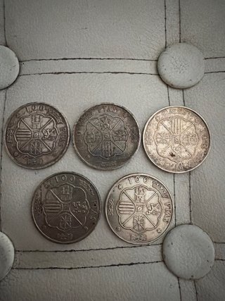Lote 5 Monedas 100 Pesetas Plata 1966 Franco