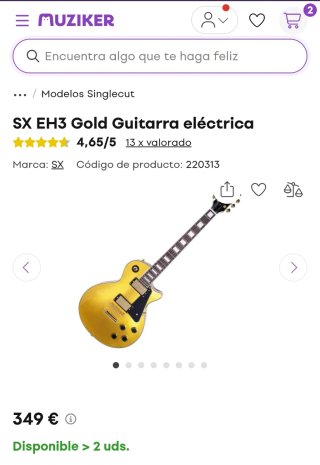 Guitarra Eléctrica Les Paul Gold Top SX EH3 Nueva