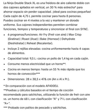 Freidora de aire doble Ninja XL