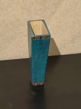 Vaso vintage ceramica blu con pesce
