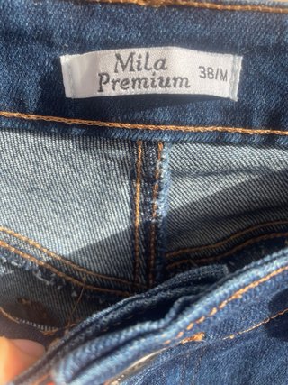 Pantalón vaquero ancho cintura alta elástico