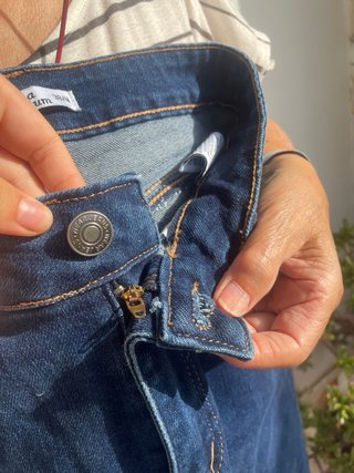 Pantalón vaquero ancho cintura alta elástico