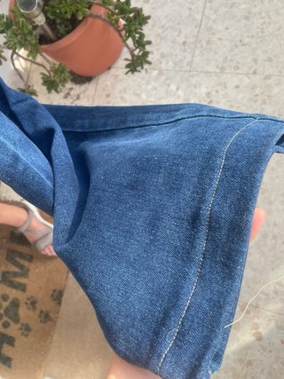 Pantalón vaquero ancho cintura alta elástico