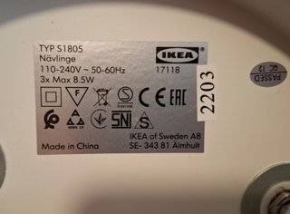 Lámpara Techo IKEA NAVLINGE 3 Focos Blanca