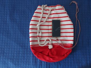 Kit de 3 Bolsas de playa rayas roja, azul y blanca