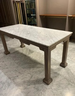Mesa de mármol y madera 90x200x85