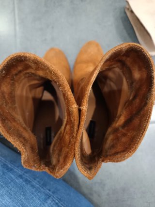 Botines Mango Piel Marrones con Flecos