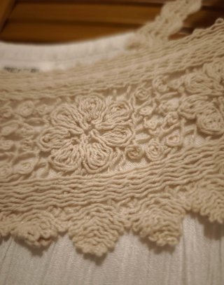 Vestido largo con crochet veraniego blanco talla M