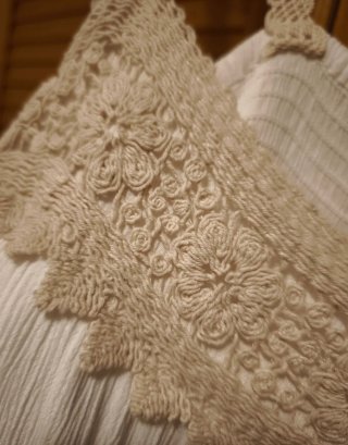 Vestido largo con crochet veraniego blanco talla M